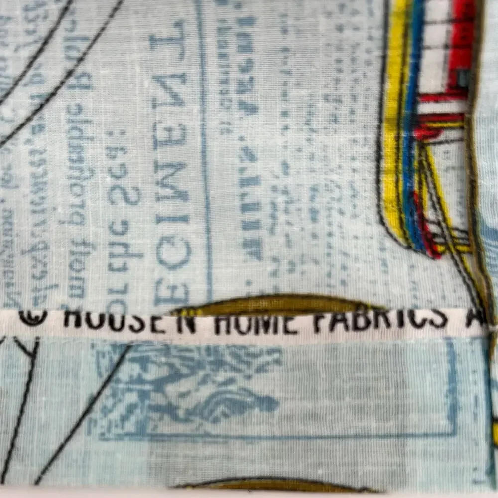70s Vintage Historical Ship Print Curtains 1970s from House N Home Fabric